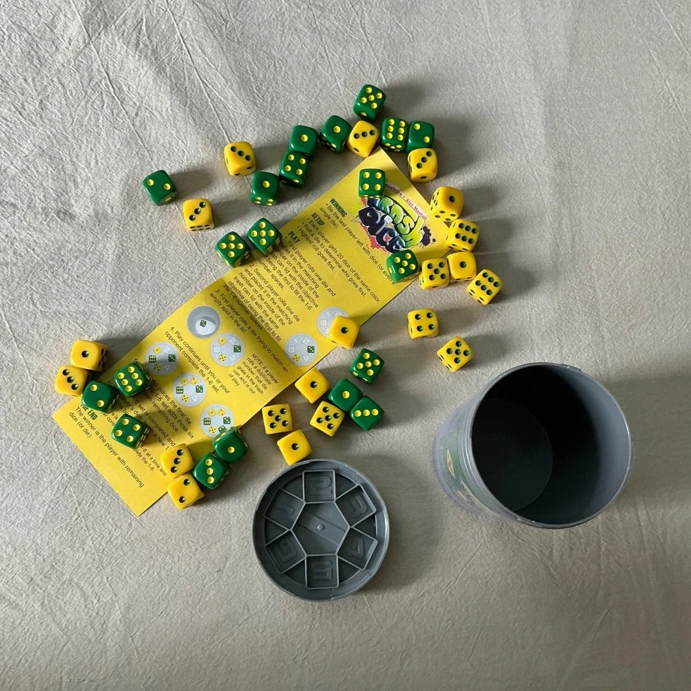 Big Discoveries Trash Dice Game Mike Szalajko Alex Mackey Complete Gray Canister